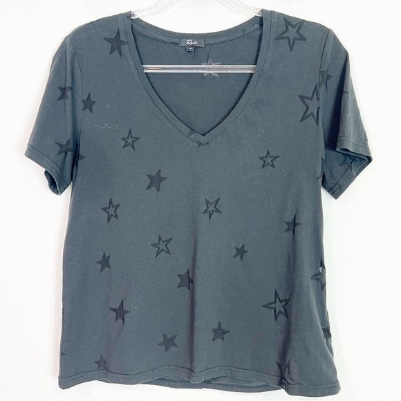 RAILS CARA BLACK STAR BURNOUT SHORT SLEEVE V-NECK T-SHIRT WOMENS SZ MEDIUM - Picture 4 of 11